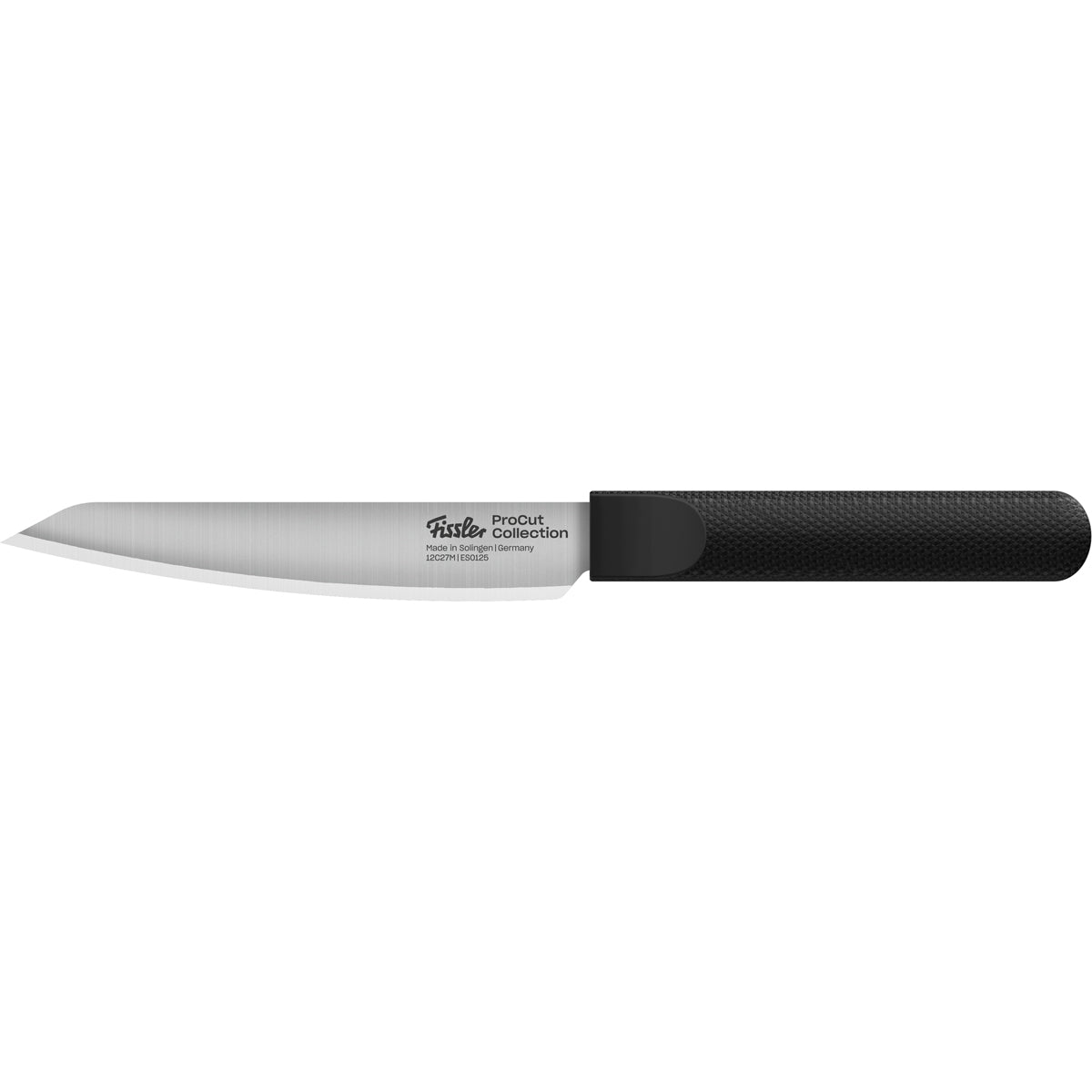 Experience German engineering with the Fissler ProCut Gemüsemesser paring knife from our renowned 3-piece set. This premium kitchen accessory showcases a precision-forged, sharp stainless steel blade and an ergonomically textured black handle, exemplifying durability and timeless design. Displayed against a crisp white background, it reflects Fissler’s commitment to innovation and quality since 1845.