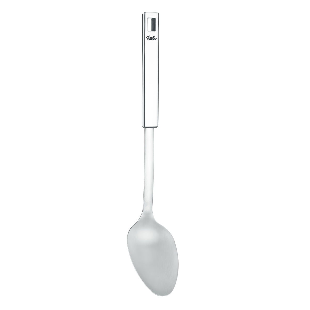 Fissler Original-Profi Collection® serving spoon made of high-quality 18/10 stainless steel, with a flat handle and deep bowl, on a white background.