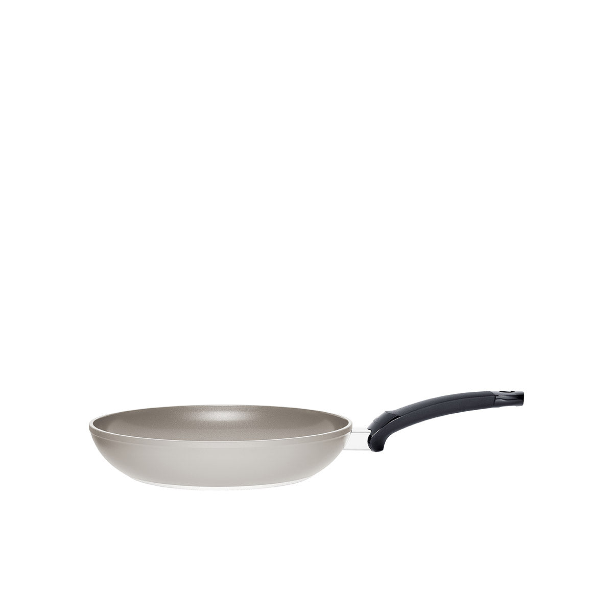 Fissler Ceratal® Classic Frying Pan with black handle and PTFE-free Ceramic Coating, shown empty on a white background, side view.