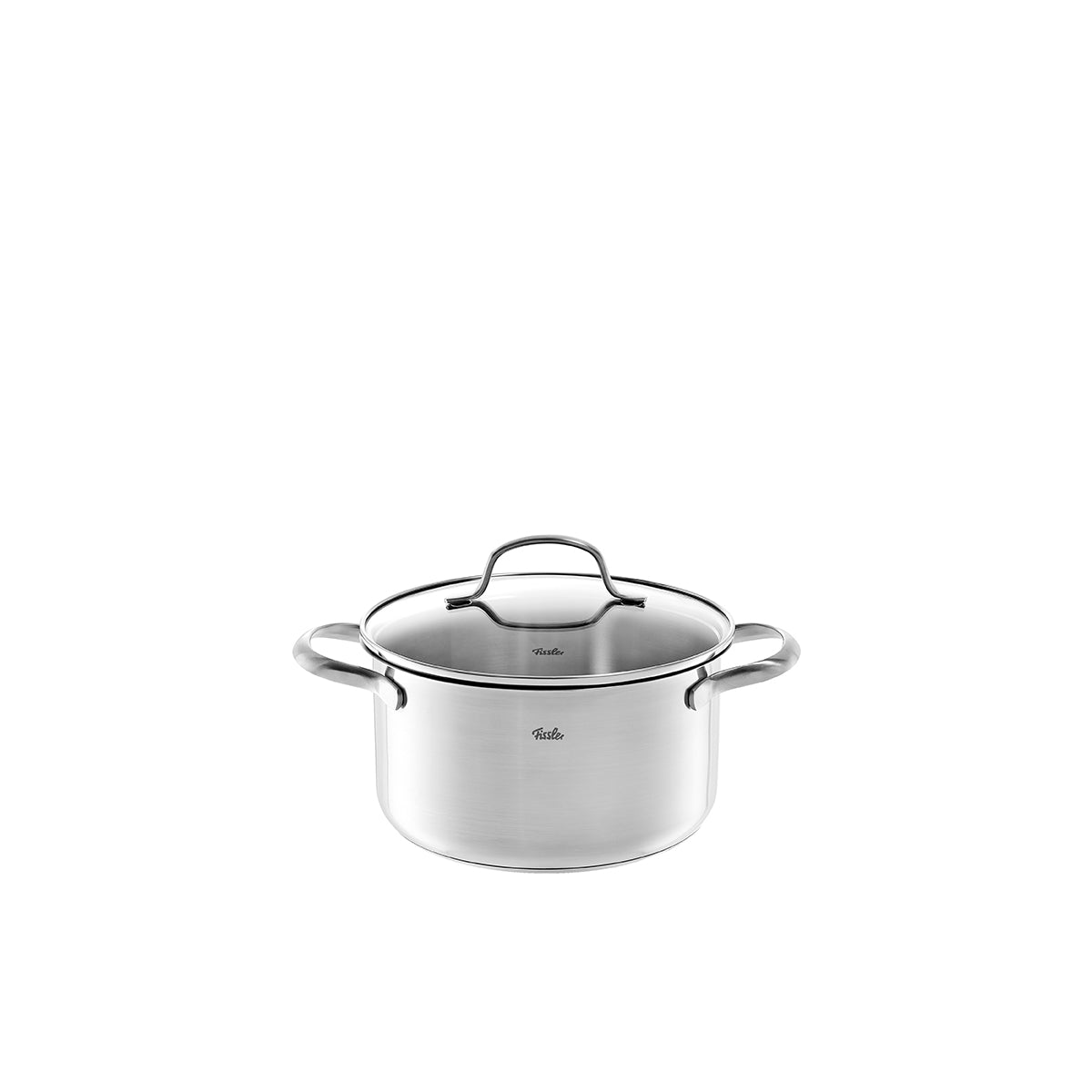 Fissler San Francisco Kochtopf: hochwertiger Edelstahl 18/10, modernes Design, Glasdeckel & Mess-Skala. Hergestellt in Deutschland.
