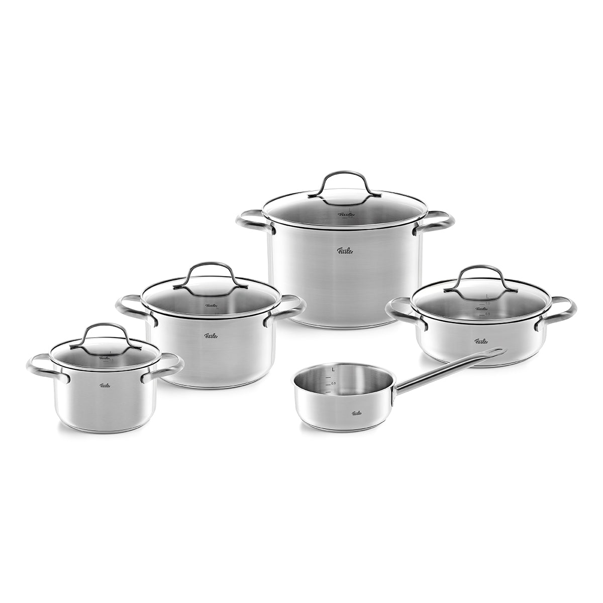 Das Fissler San Francisco Schmortopf-Set, das aus hochwertigem Edelstahl gefertigt und seit 1845 in Deutschland entwickelt wird, umfasst vier vielseitige Töpfe mit Deckeln und robusten Seitengriffen sowie einen Präzisions-Stieltopf mit einem ergonomischen langen Stiel. Jedes Teil verfügt über unseren innovativen „Superthermic Boden“-Boden für eine außergewöhnliche Wärmeverteilung auf allen Herdarten, einschließlich Induktion. Zeitloses Design und langlebige Haltbarkeit kommen vor einem strahlend weißen