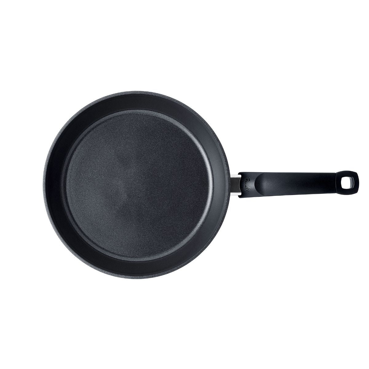 Fissler Ceratal® Comfort Frying Pan 28 cm in Orbit Black with Glass Lid, PFAS/PTFE-free, photographed from above on a white background.