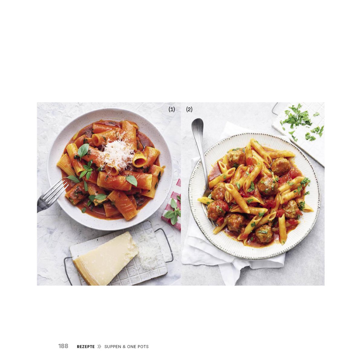 Enjoy rigatoni and penne with meatballs, expertly prepared with Fissler pressure cookers - effortless, energy-saving perfection.
