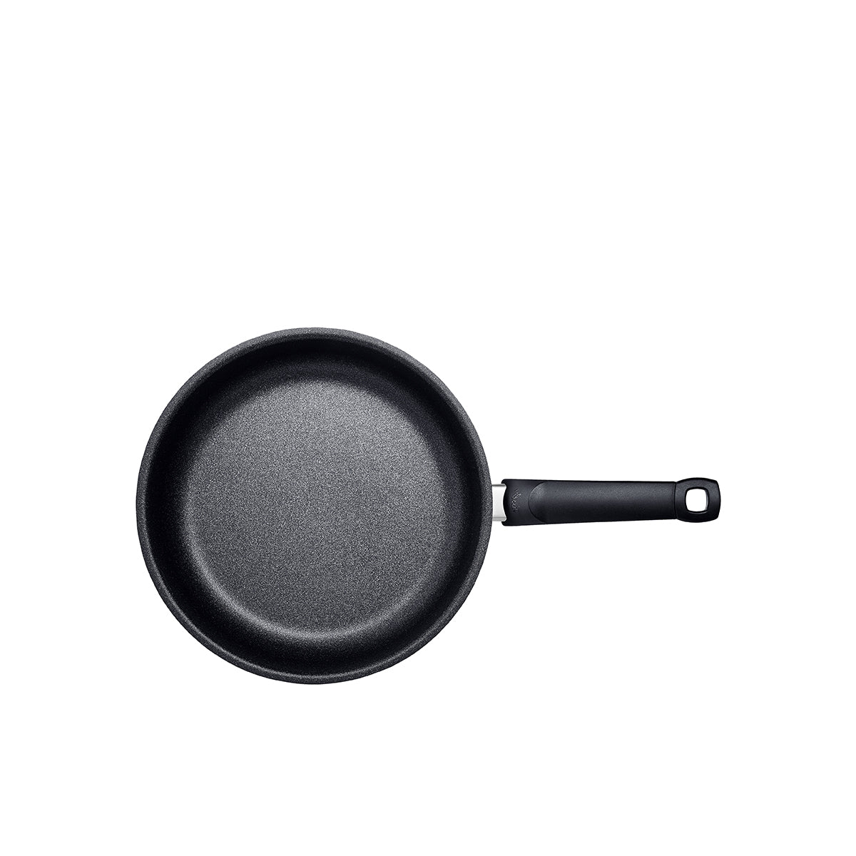 Fissler Adamant® Premium Bratpfanne, Made in Germany: langlebige Antihaftbeschichtung, langer Griff; Draufsicht auf weiß, präzisionsgefertigt.