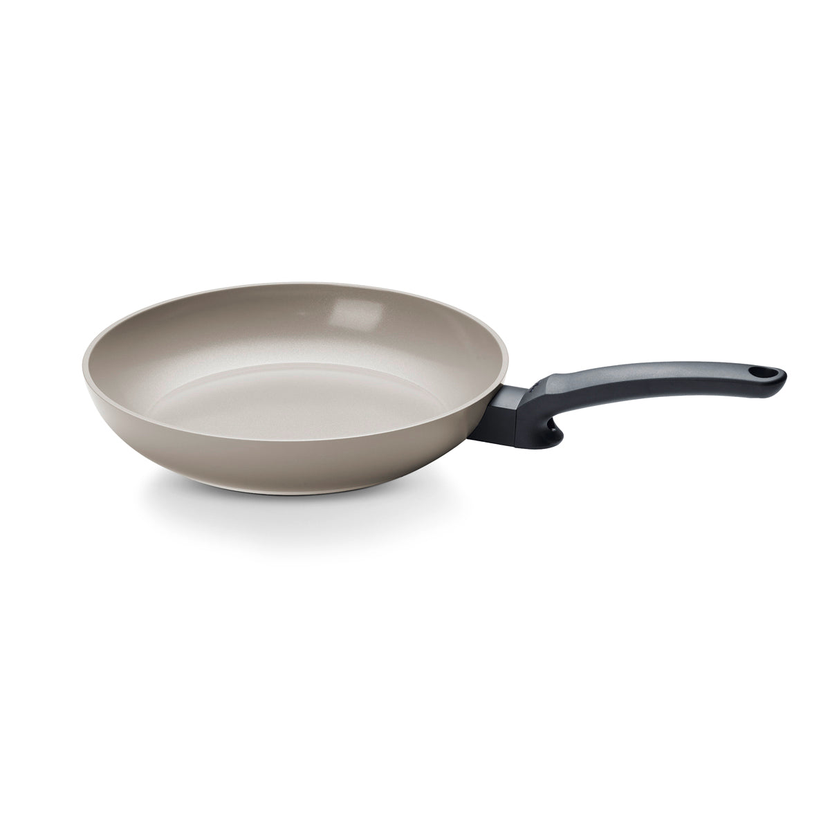 Fissler Ceratal® Evo Classic 2-piece Frying Pan Set (24 cm & 28 cm) in beige with ceramic Non-Stick Coating, black handles. Made in Germany.