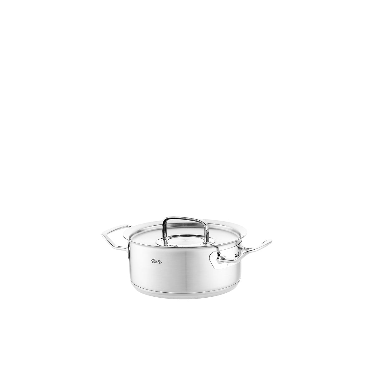 Fissler Original-Profi Collection® Bratentopf mit Metalldeckel und seitlichen Griffen, aus rostfreiem Edelstahl. Induktionsgeeignet. Hergestellt in Deutschland.