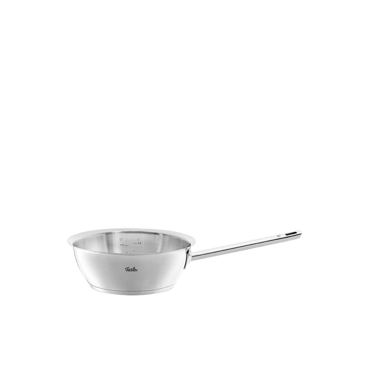 Fissler Original-Profi Collection® Sauteuse 20cm, Edelstahl, langer Griff, Cookstar-Boden. Hochwertiges deutsches Design auf Weiß.